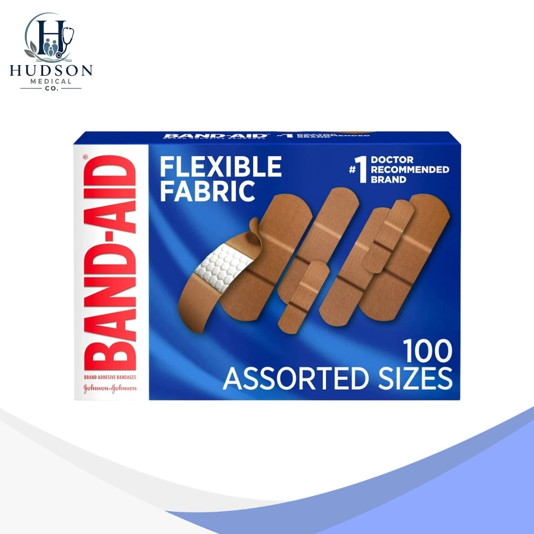 Band-Aid Brand Flexible Fabric Adhesive Bandages | Assorted Sizes, 100 Count