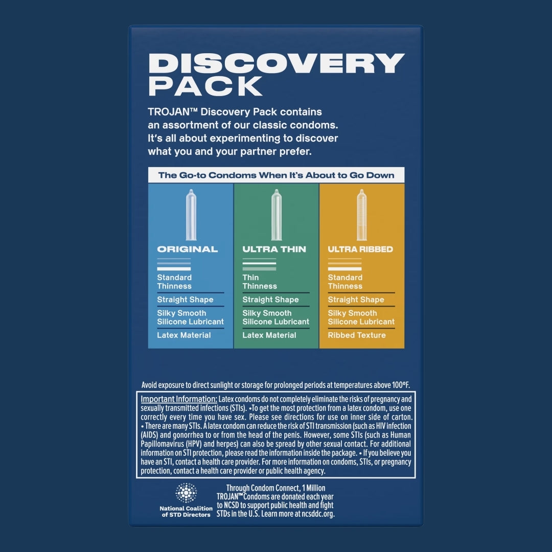Trojan Discovery Pack Condoms |  12 Count Lubricated Latex Variety Pack