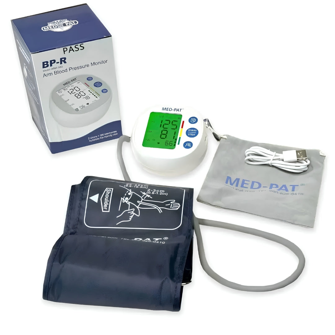 Med-Pat BP-R Automatic Upper Arm Blood Pressure Monitor – Digital BP Machine with Pulse Rate, Dual-User Memory & Backlit Display