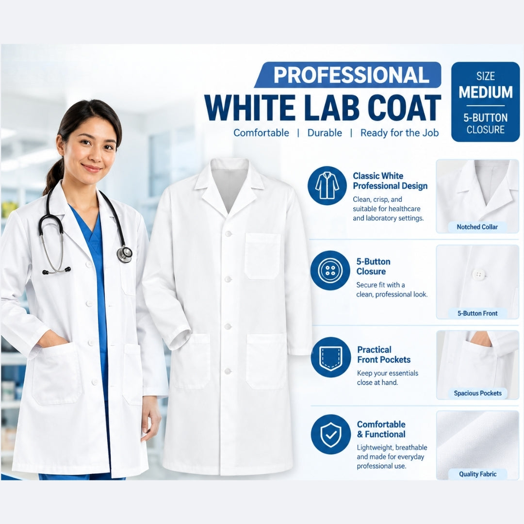 Classic White Lab Coat – Medium