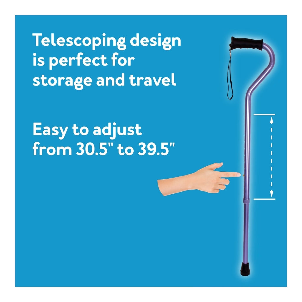 Carex Adjustable Offset Cane with Ergonomic Soft Grip – Stylish Purple