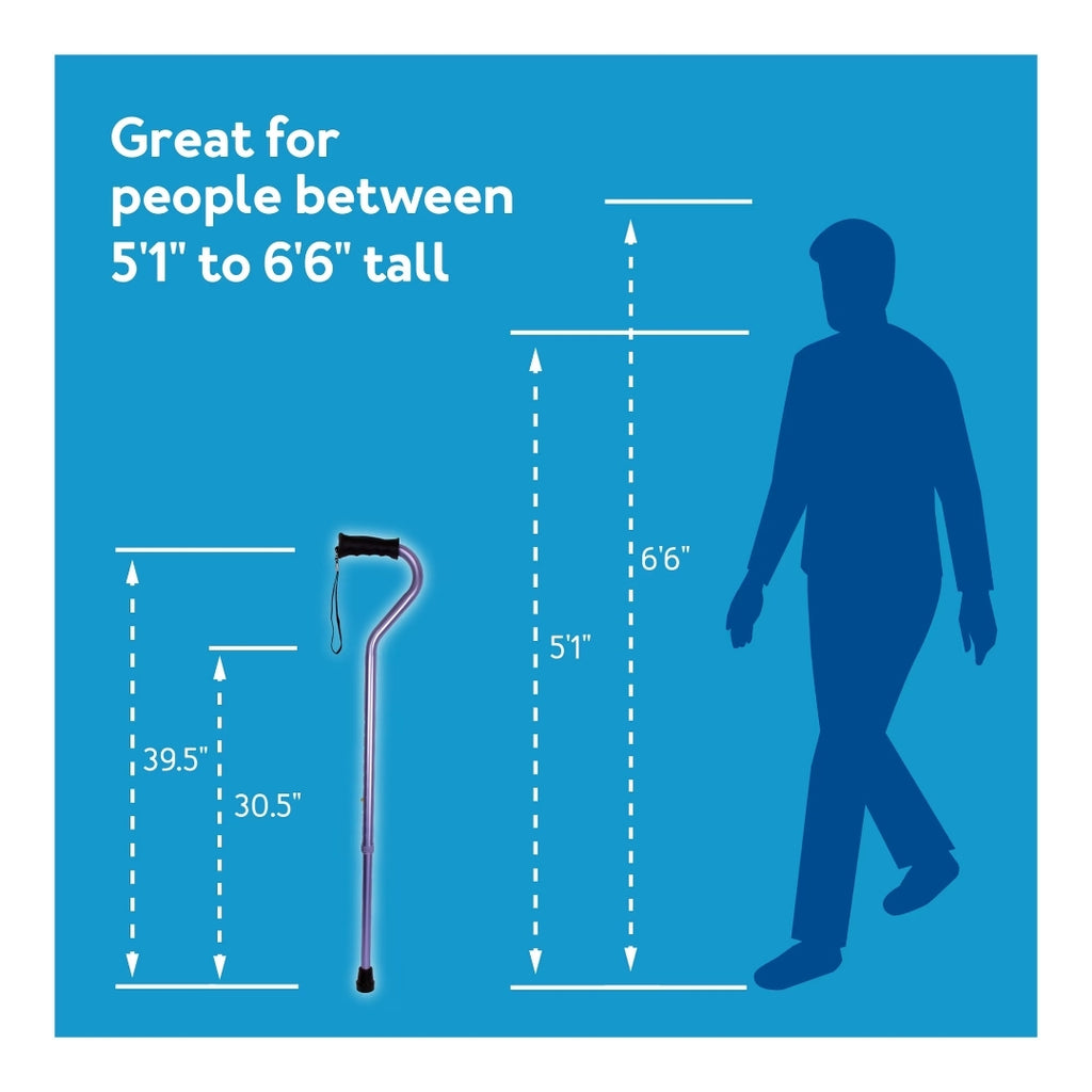 Carex Adjustable Offset Cane with Ergonomic Soft Grip – Stylish Purple