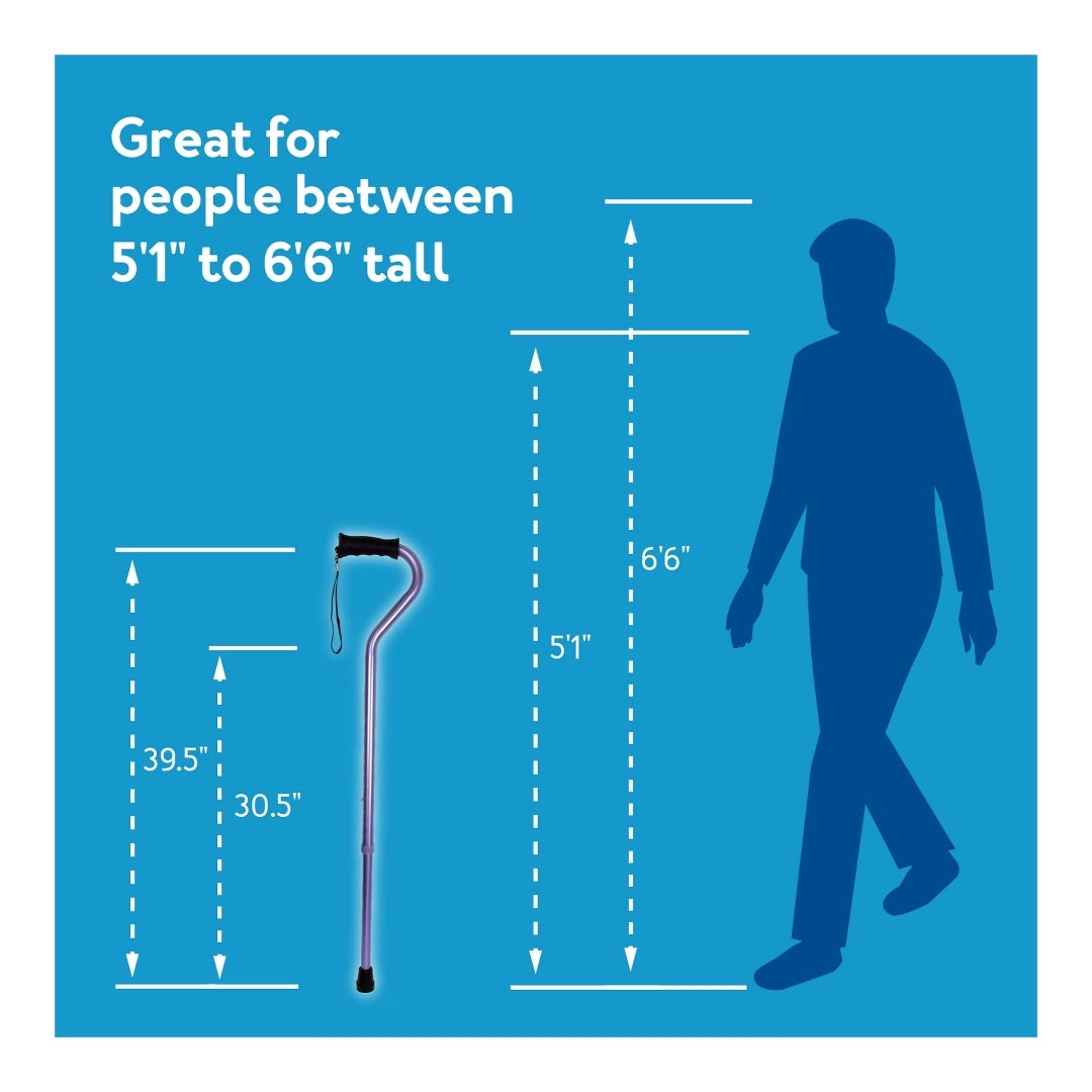 Carex Adjustable Offset Cane with Ergonomic Soft Grip – Stylish Purple