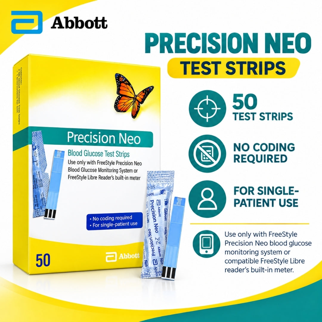 Generic Precision Neo Blood Glucose Test Strips 50 Strips (Pack of 2) White