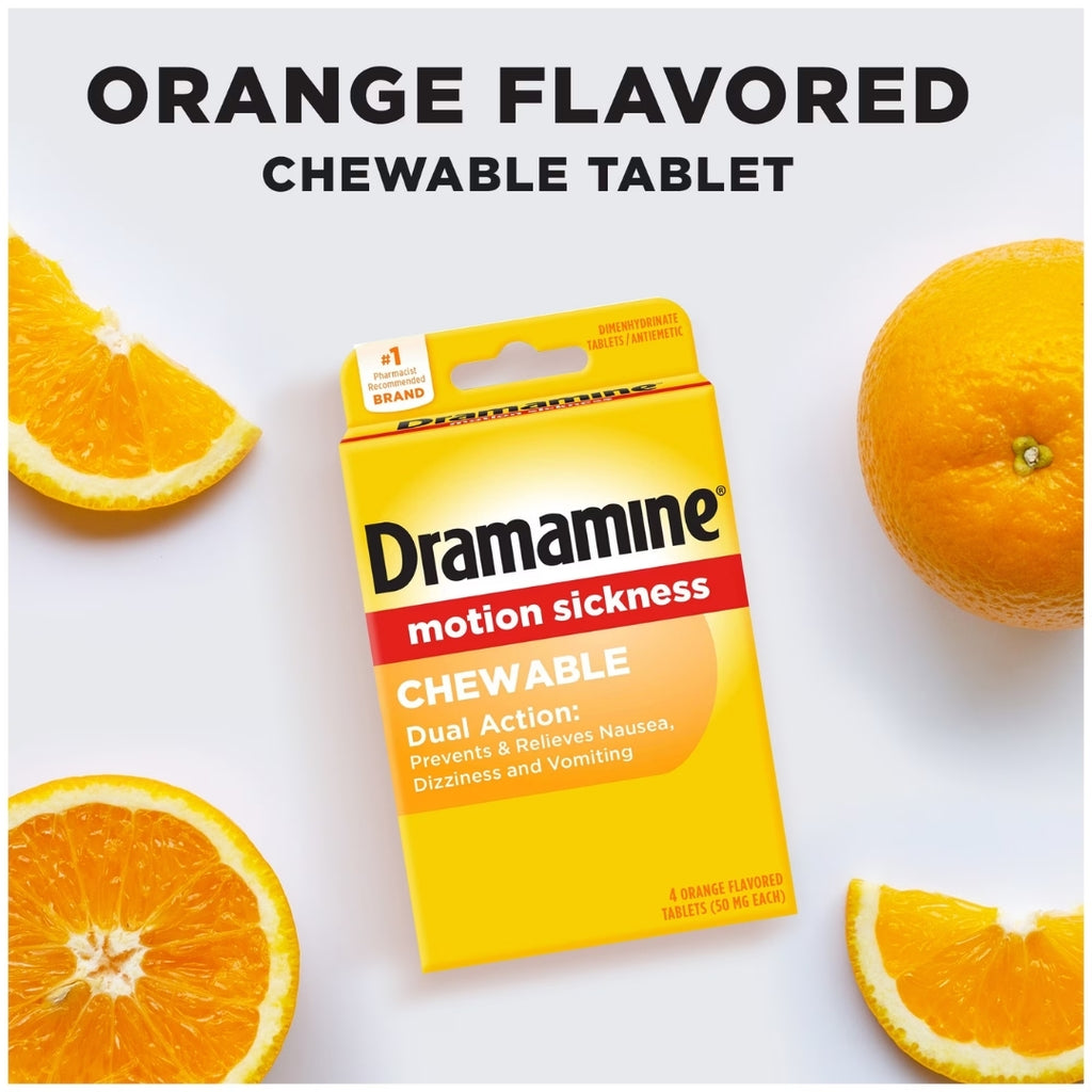 Dramamine® 50 mg Orange Travel Size Chewable Tablet 4-Pack x 6 EA