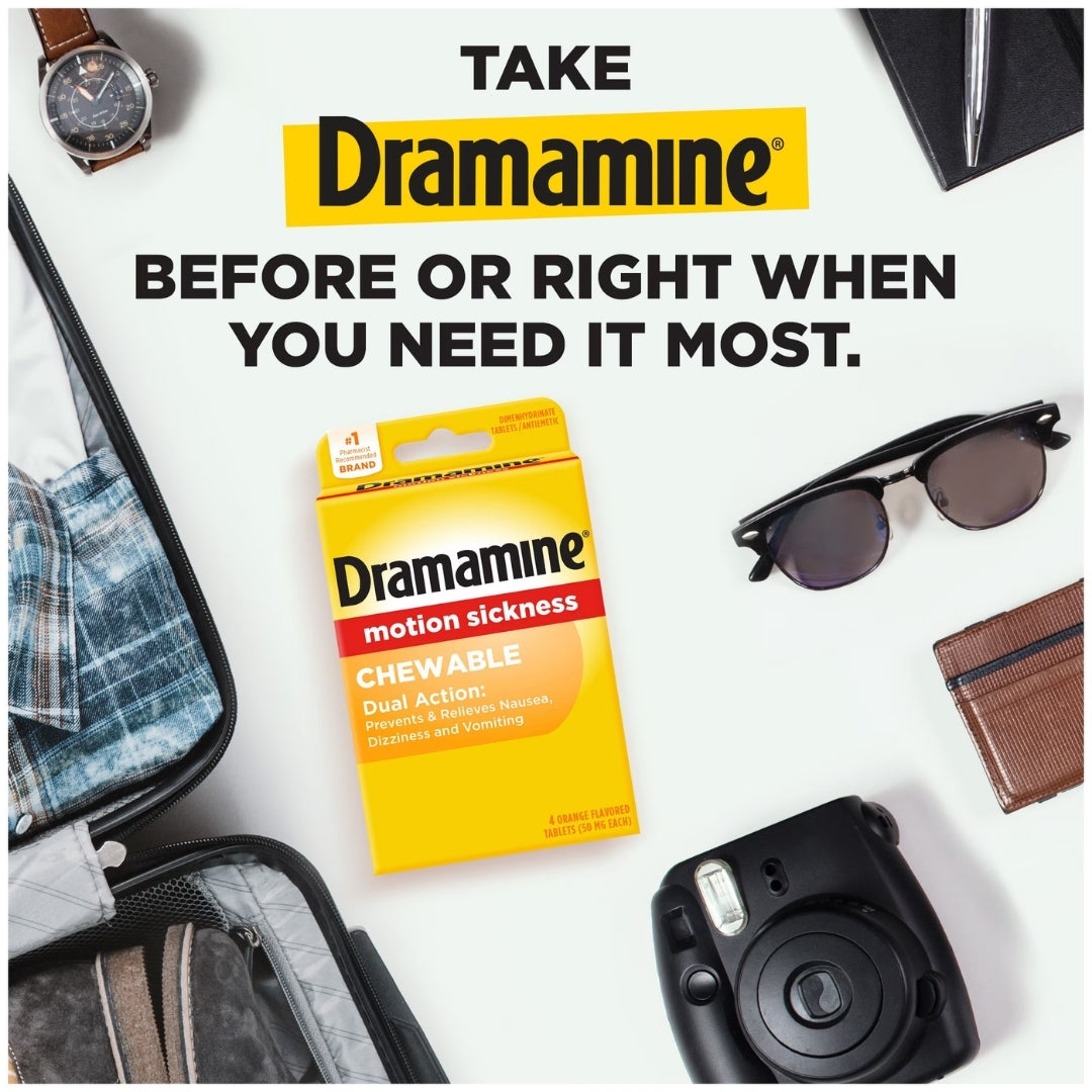 Dramamine® 50 mg Orange Travel Size Chewable Tablet 4-Pack x 6 EA