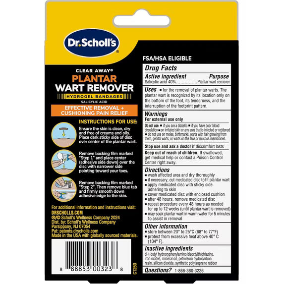 Dr. Scholl’s Plantar Wart Remover Seal & Heal Bandage | Wart Treatment and Protective Cover