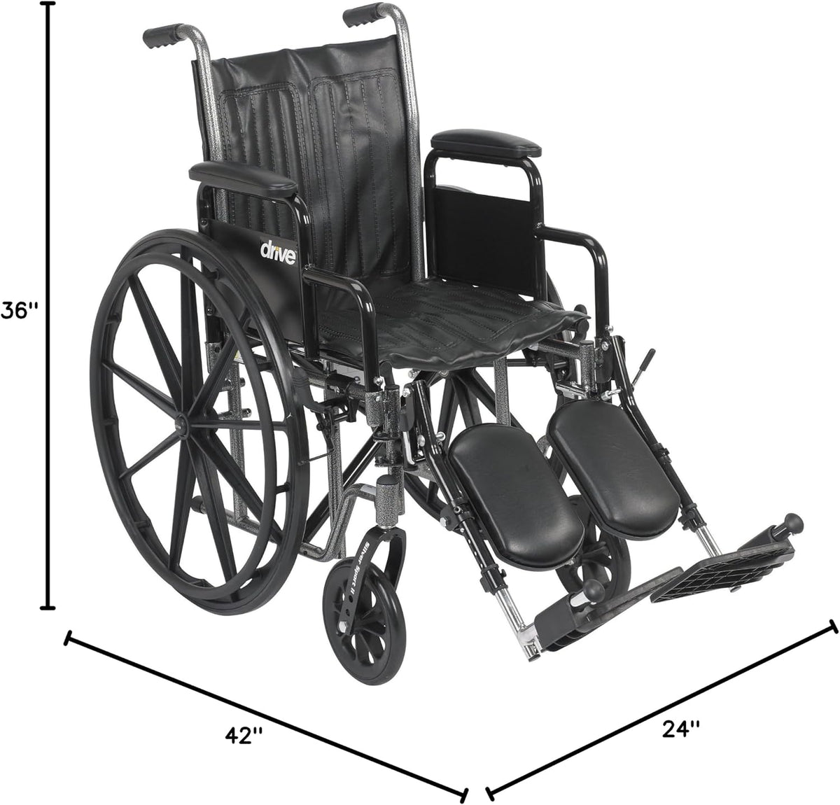 Silver Sport 2 Wheelchair, Detachable Full Arms, Elevating Leg Rests, 16" Seat