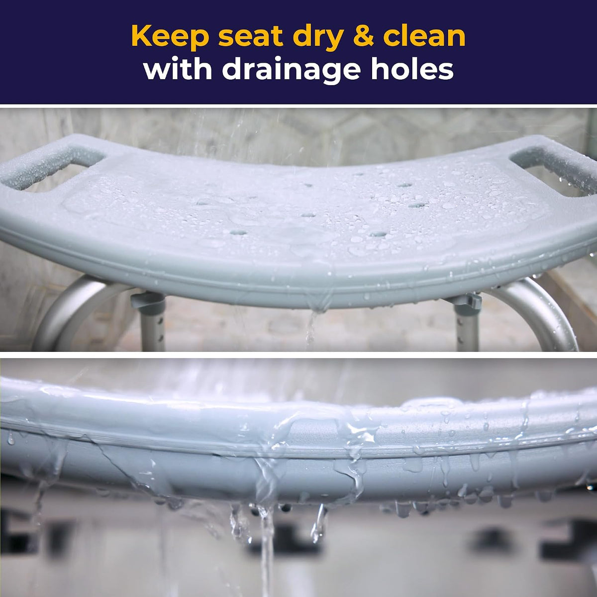 Drive Medical Bath Safety Chair Adjustable Shower Stool with Drainage Holes & Non-Slip Feet