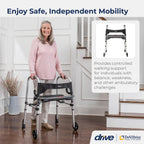 Drive Medical Clever Lite LS Walker with Seat & Push-Down Brakes Gray Aluminum Rollator Model 10233