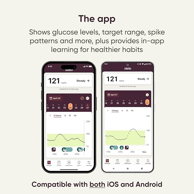 Dexcom Stelo Continuous Glucose Monitor Biosensors – 2 Pack (15-Day Sensors) [Bluetooth]