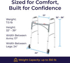 PreserveTech Deluxe Two Button Folding Walker with 5" Wheels