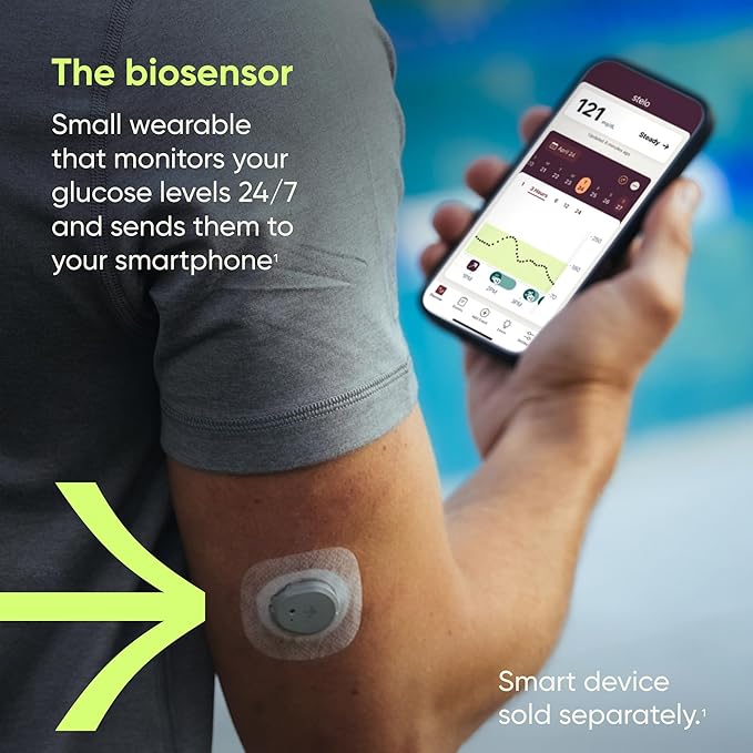 Dexcom Stelo Continuous Glucose Monitor Biosensors – 2 Pack (15-Day Sensors) [Bluetooth]