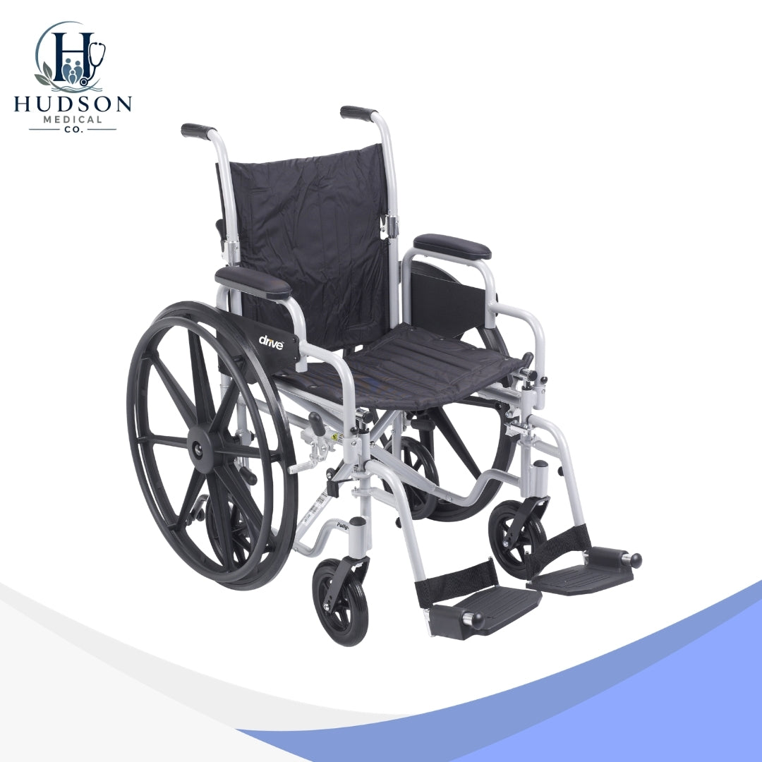 Drive Medical Poly-Fly 18" Lightweight Wheelchair & Transport Chair Combo – Model TR18