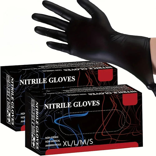  Disposable Black Nitrile Gloves 