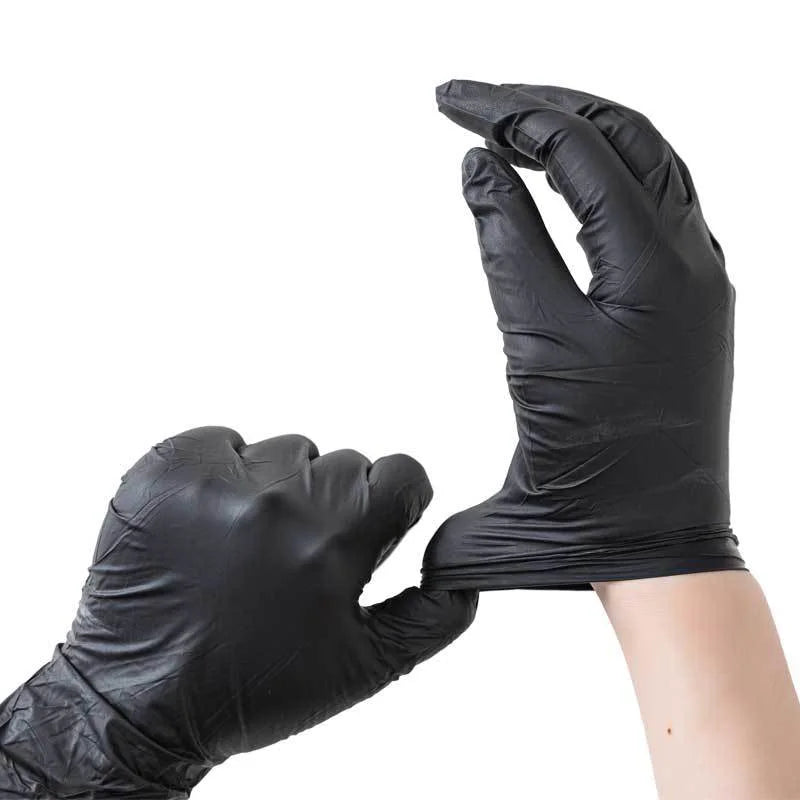  Disposable Black Nitrile Gloves 